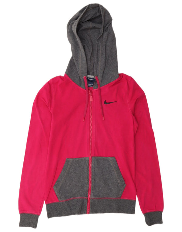 Nike Pull à capuche zippé pour femme UK 6 XS en coton color block rose