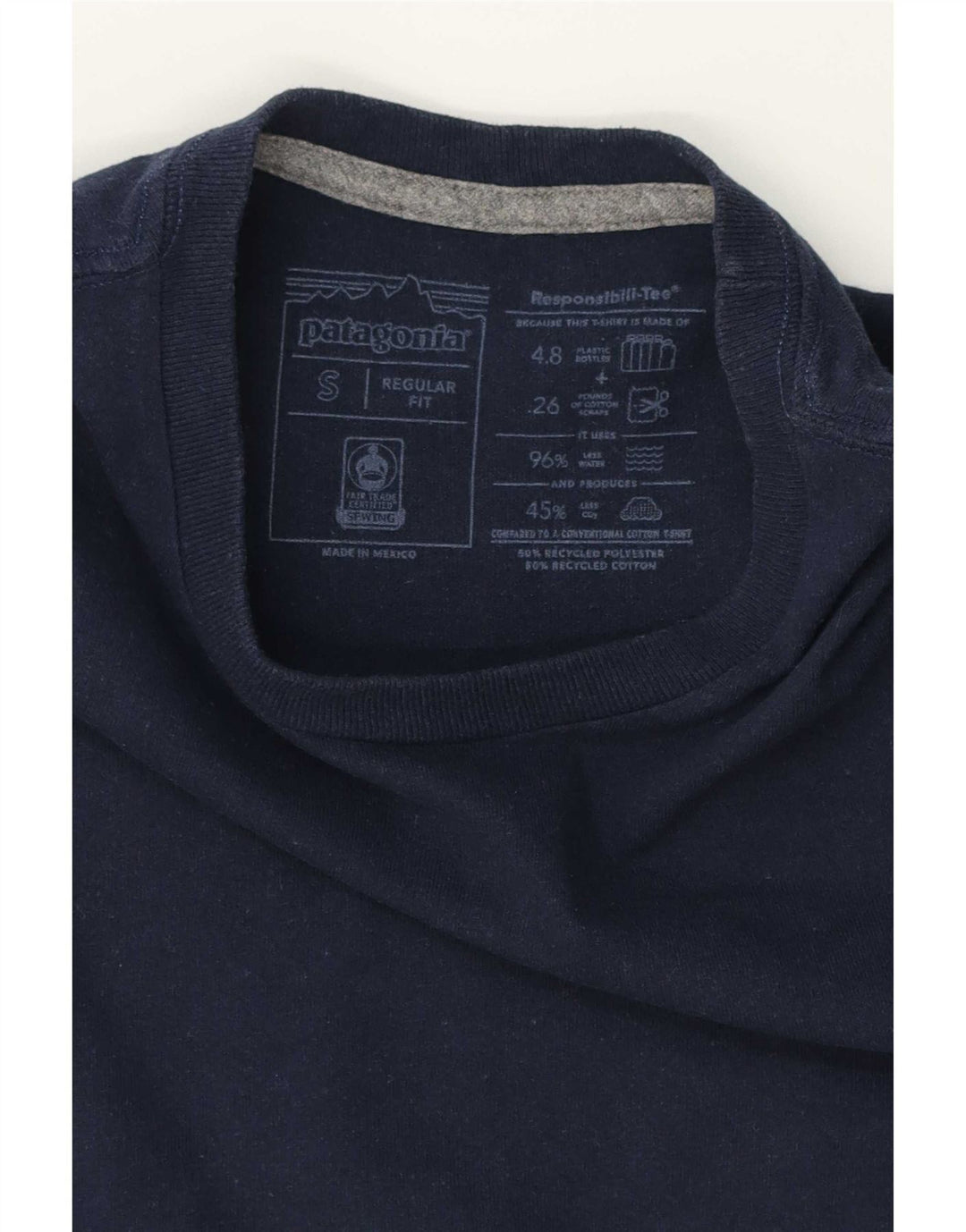 Patagonia Hommes Regular Fit Graphic T-Shirt Top Petit Bleu Marine Polyester