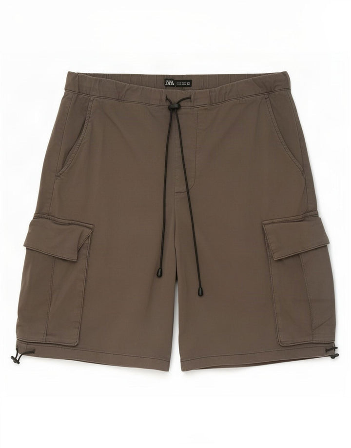 Zara Short Cargo Homme Moyen W31 Gris Coton