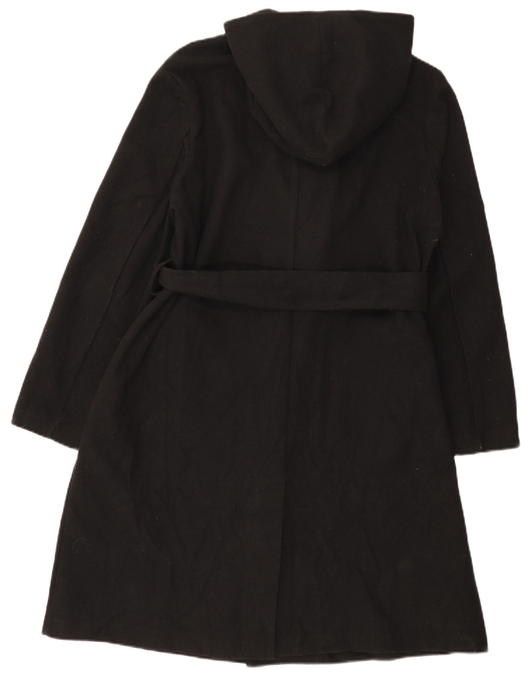 ZARA Manteau à capuche pour femme UK 16 Large Noir Polyester