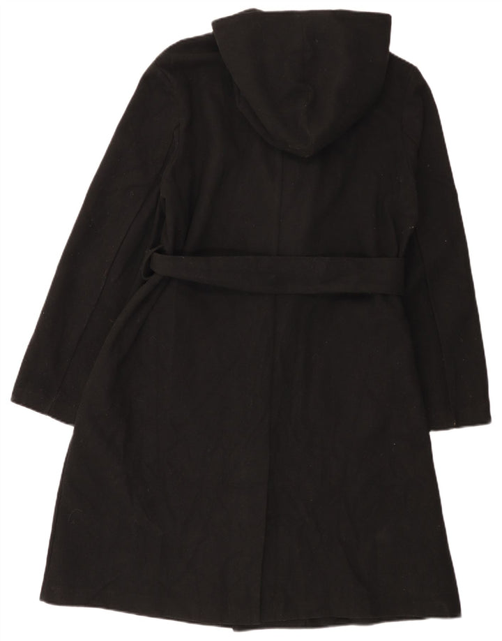 ZARA Manteau à capuche pour femme UK 16 Large Noir Polyester