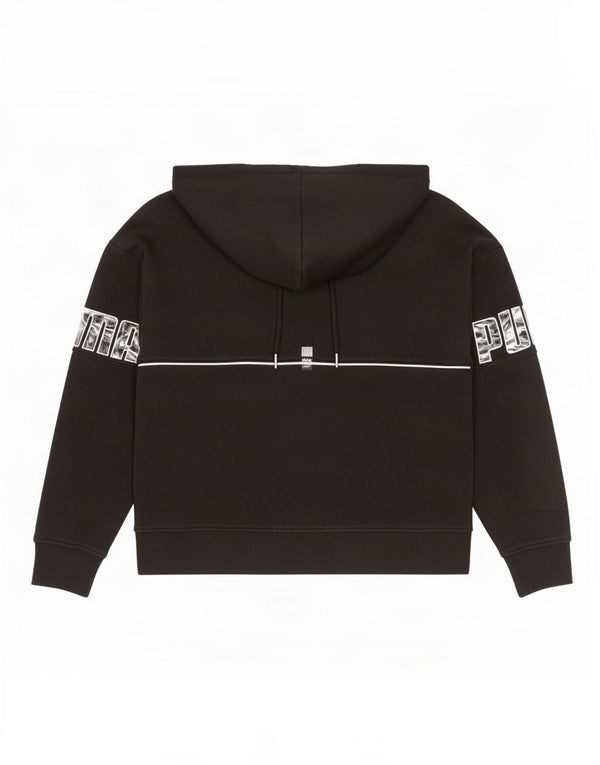 Puma Pull à capuche graphique pour femme UK 16 Large Noir Coton