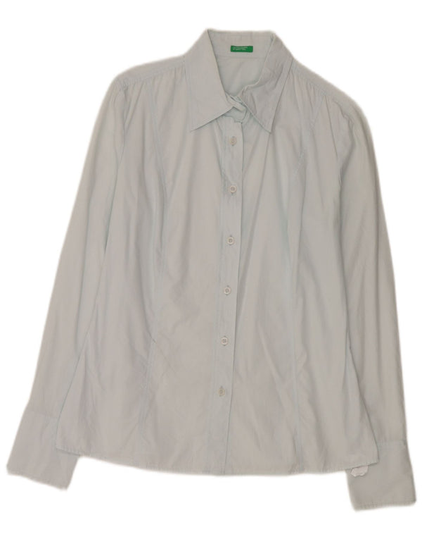 Benetton Chemise Femme UK 14 Bleu Moyen