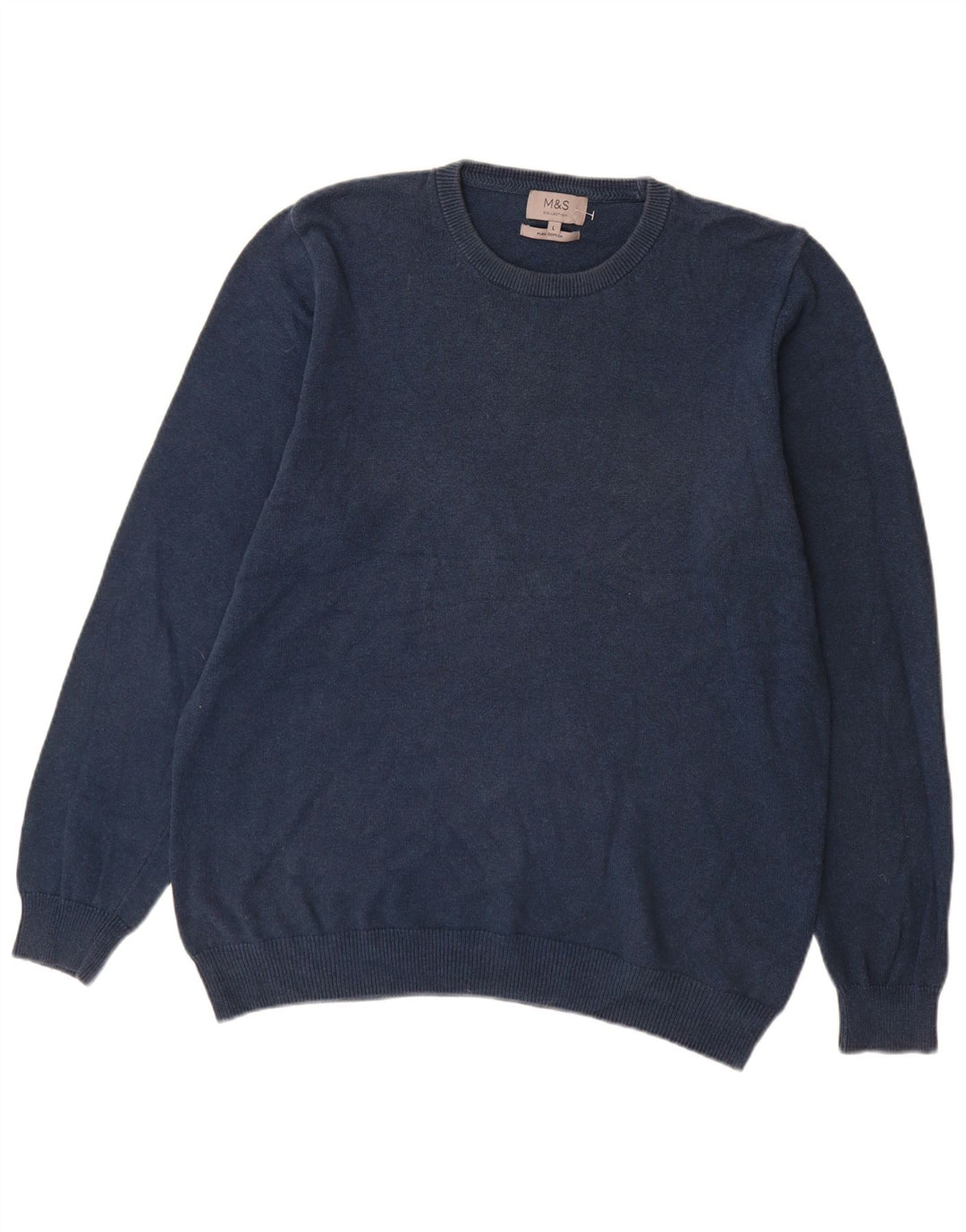 Marks & Spencer Pull à col rond pour homme en coton bleu marine Taille L
