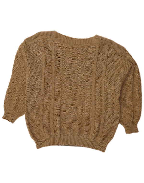 vintage Femmes Surdimensionné Col Bateau Pull Pull EU 48 2XL Marron