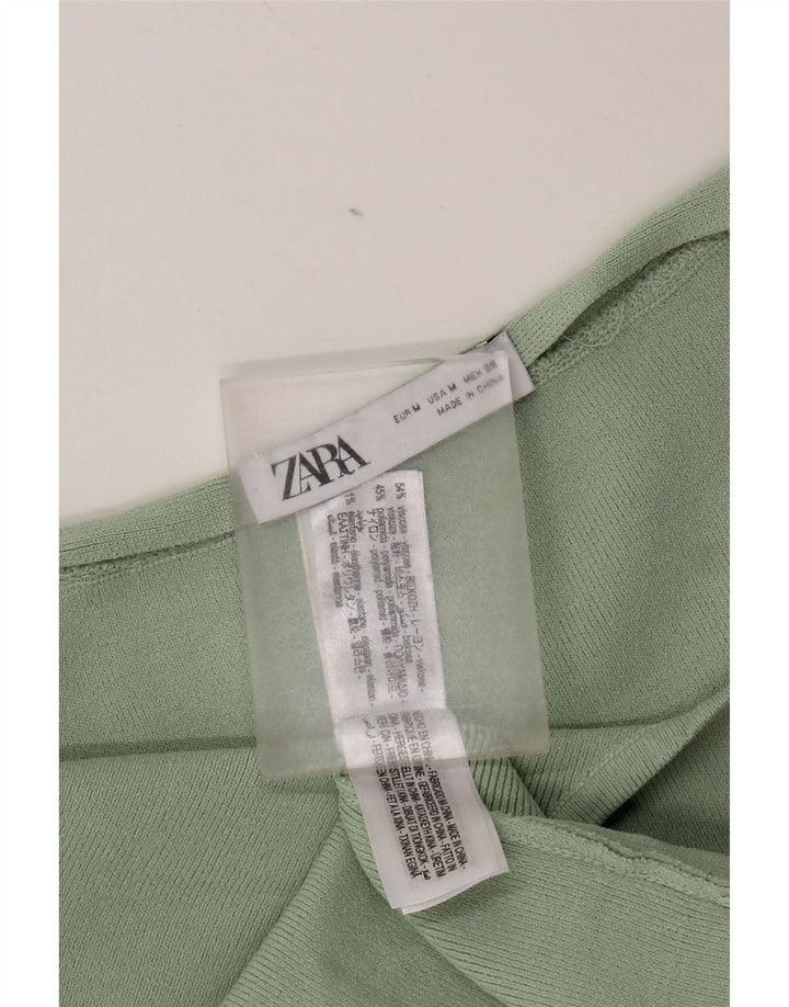 Zara Femme Robe Bustier UK 12 Viscose Vert Moyen