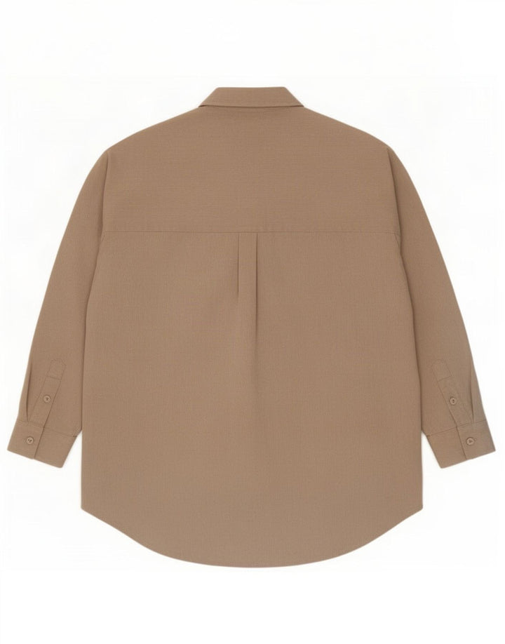 Zara Femme Chemise Oversize UK 10 Petit Beige Polyester