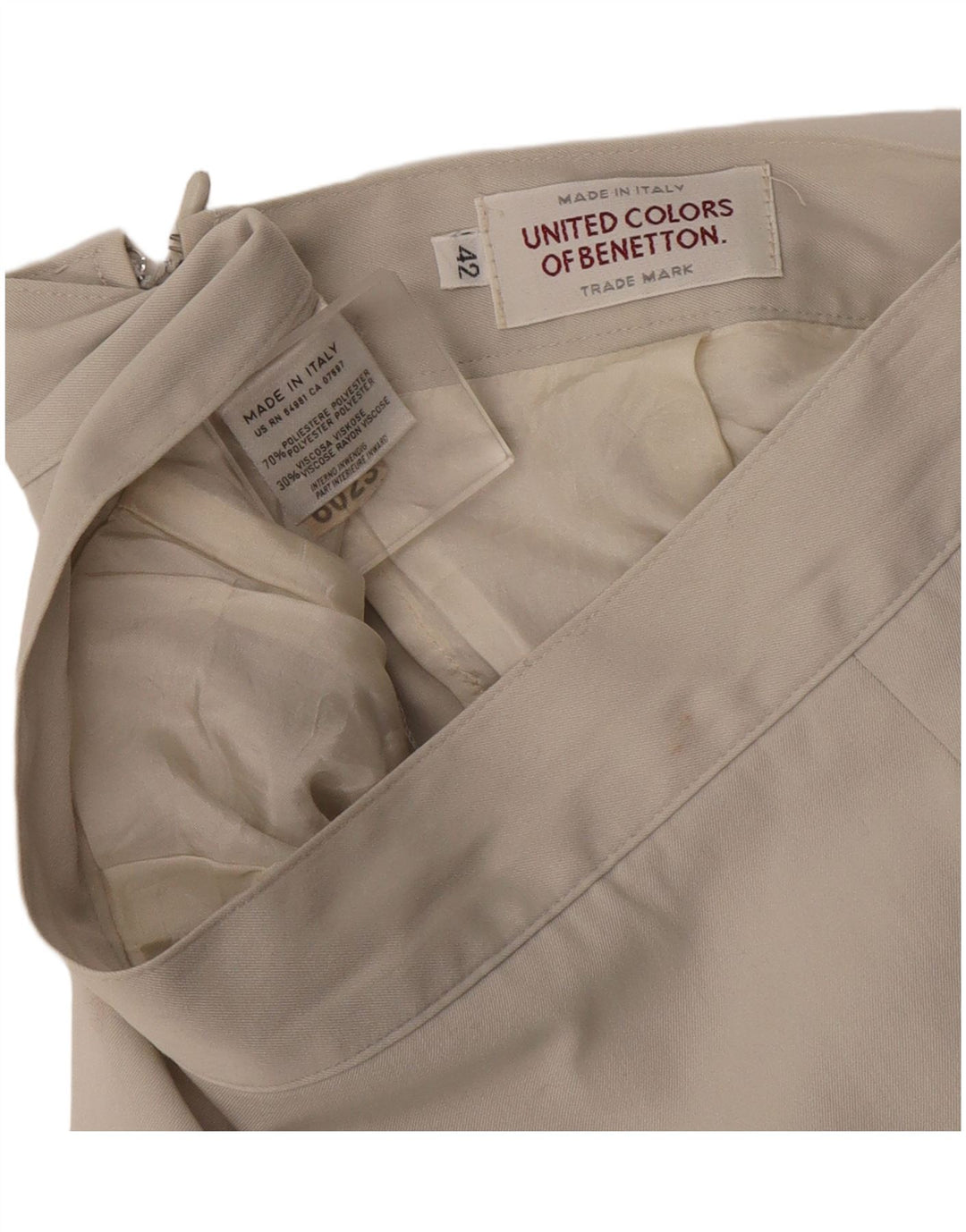 Benetton Jupe Crayon Femme IT 42 Moyen W28 Beige Polyester