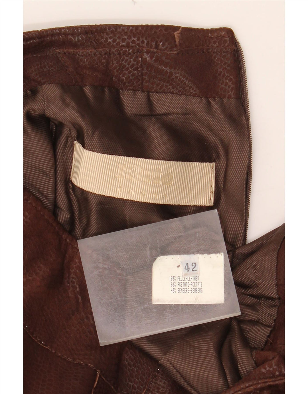 VINTAGE Jupe en cuir femme IT 42 Medium W30 Cuir imprimé animal marron