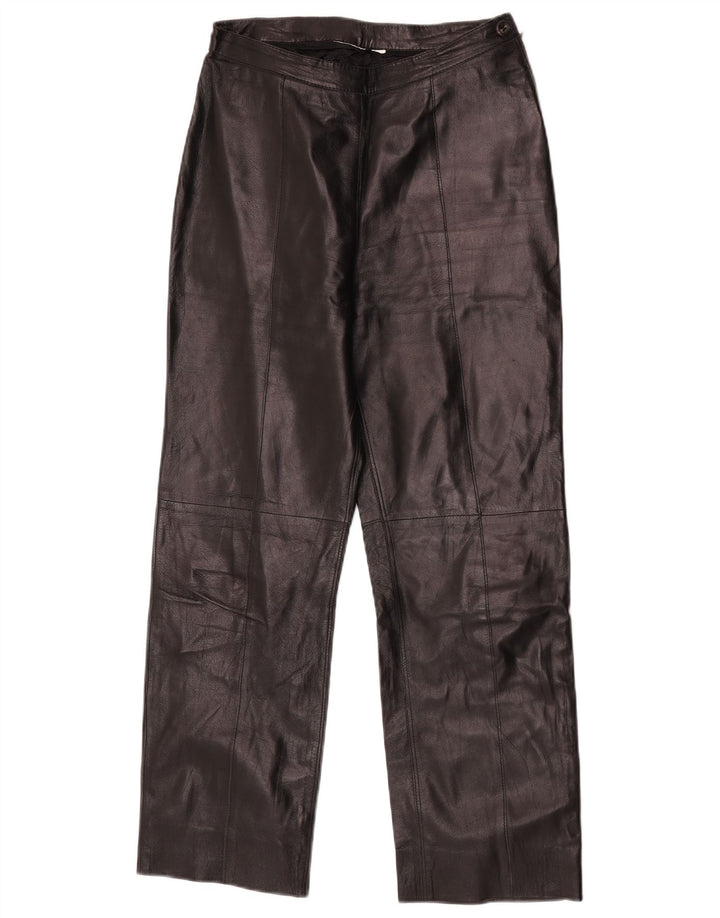 Pantalon droit en cuir femme vintage W27 L27 Noir