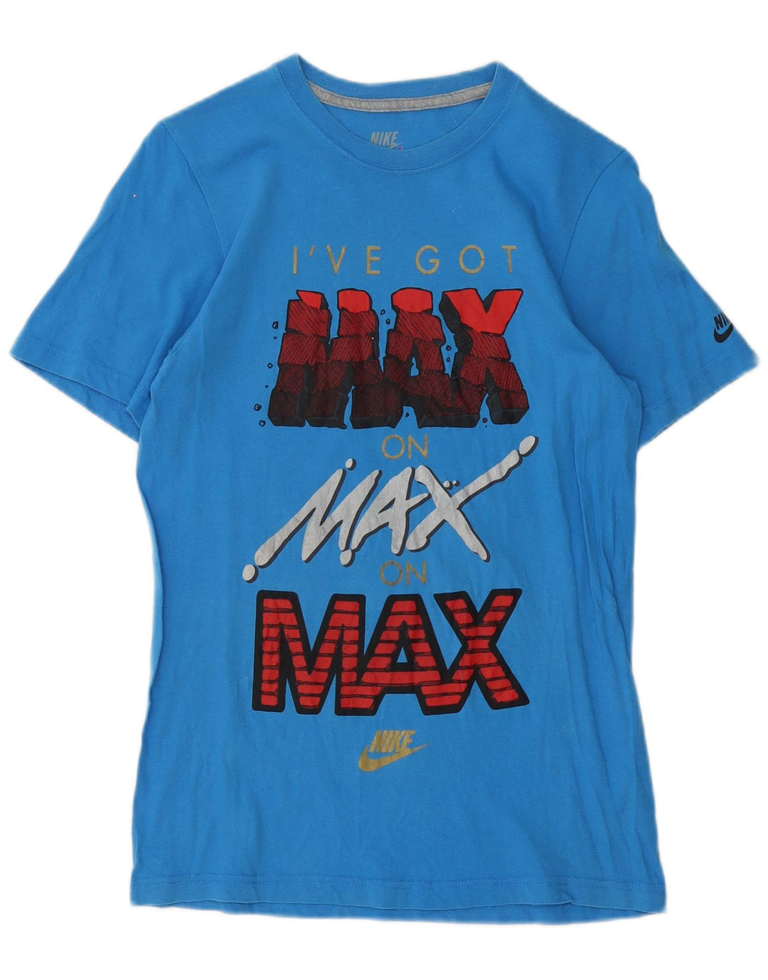 Nike Homme Coupe Slim Graphique T-Shirt Haut Bleu Moyen Coton