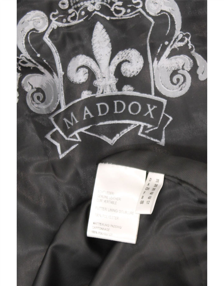 Maddox Manteau rembourré en cuir à capuche pour femme UK 12 Cuir noir moyen