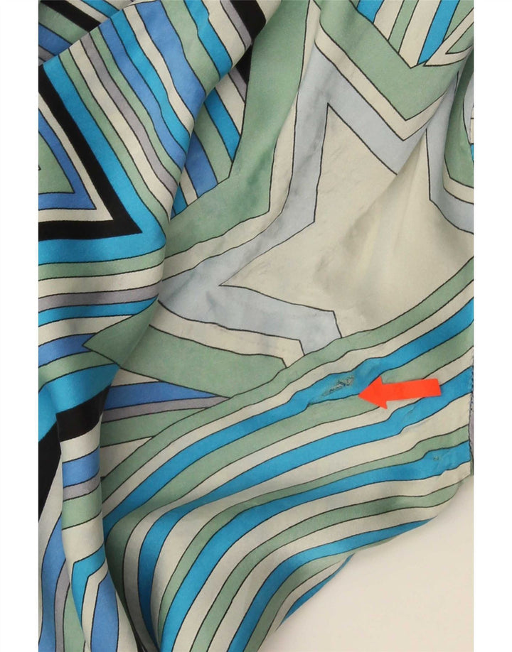 chemise femme vintage UK 20 2XL Bleu Géométrique