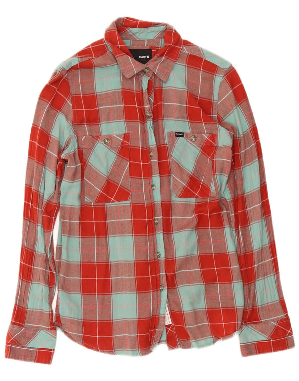 Hurley Chemise en flanelle pour femme UK 14 Coton à carreaux rouge moyen