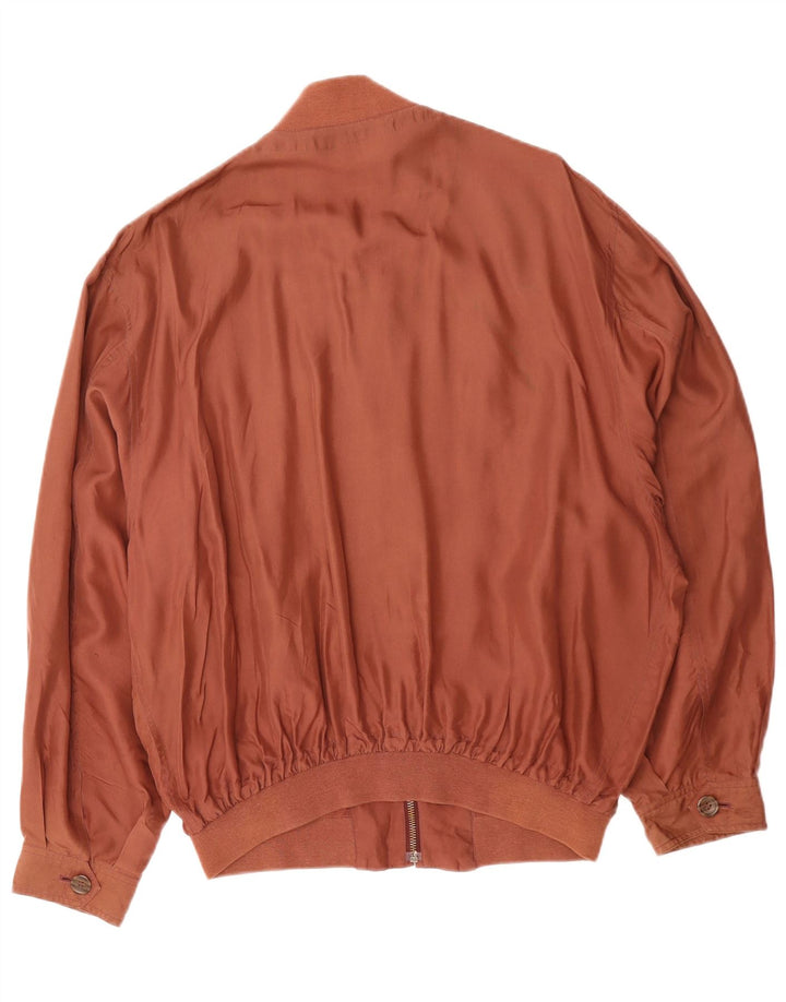 VINTAGE Veste Bomber Homme UK 40 Grande Soie Brune