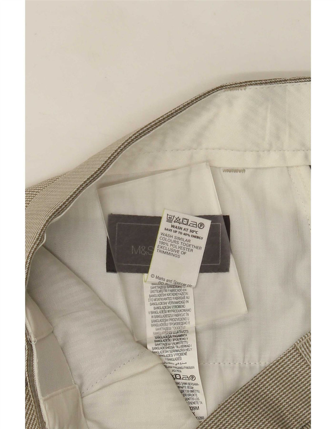 Marks & Spencer Pantalon de costume classique pour homme W36 L29 Vert pied-de-poule
