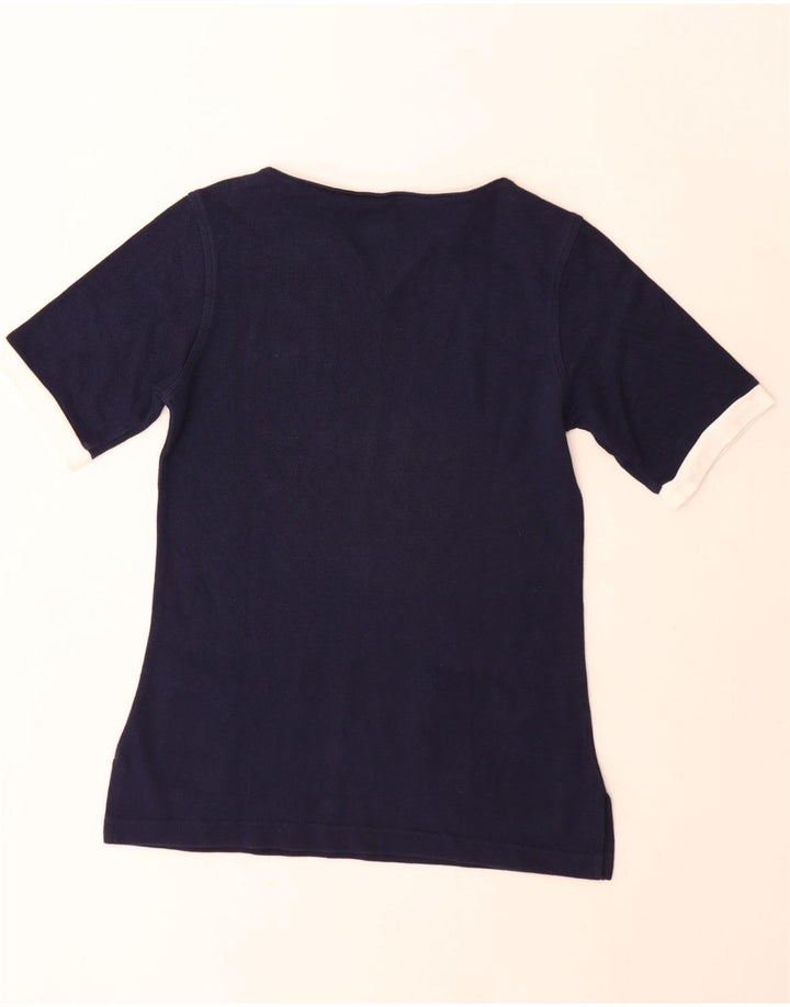 Lacoste T-Shirt Femme Top Taille 39 Bleu Marine Moyen Colourblock Coton