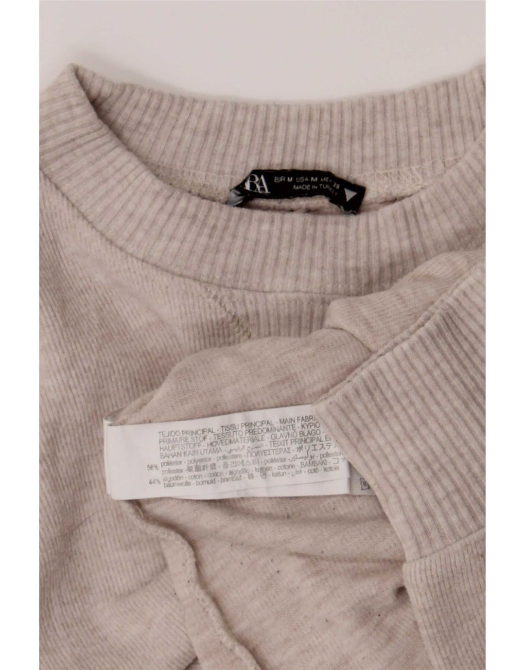 Zara Femme Crop Blouse Top UK 44 Gris Moyen Polyester