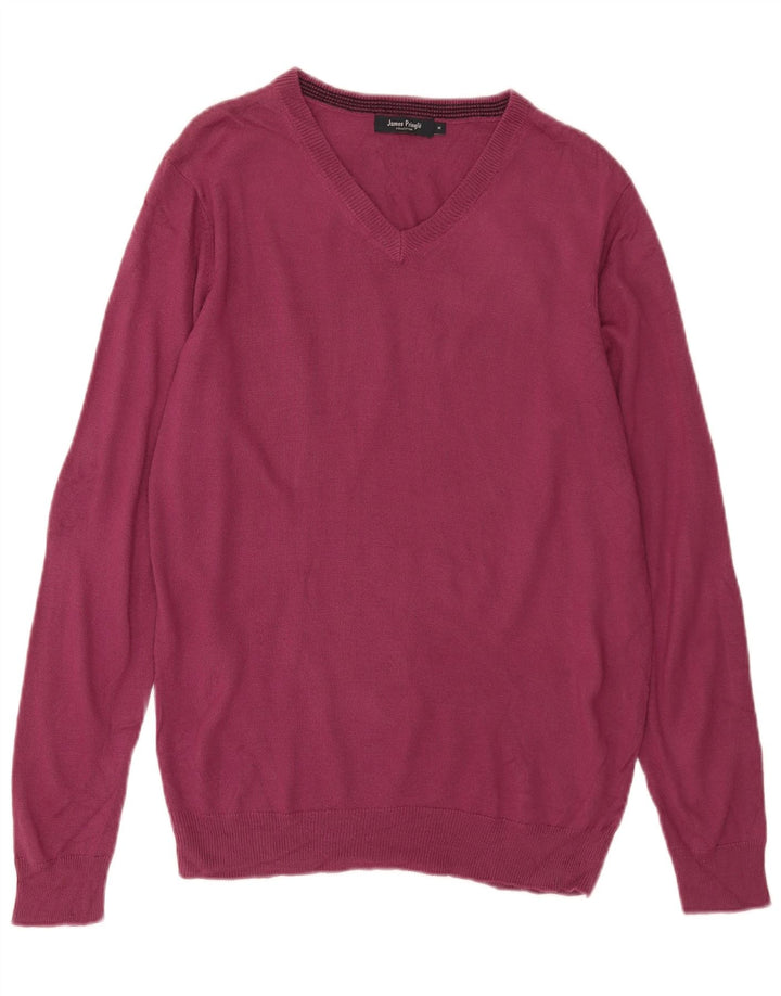 James Pringle Pull col V pour homme en acrylique bordeaux moyen