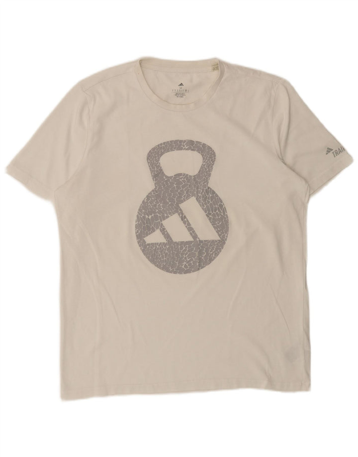 Adidas T-shirt graphique pour homme en coton blanc moyen