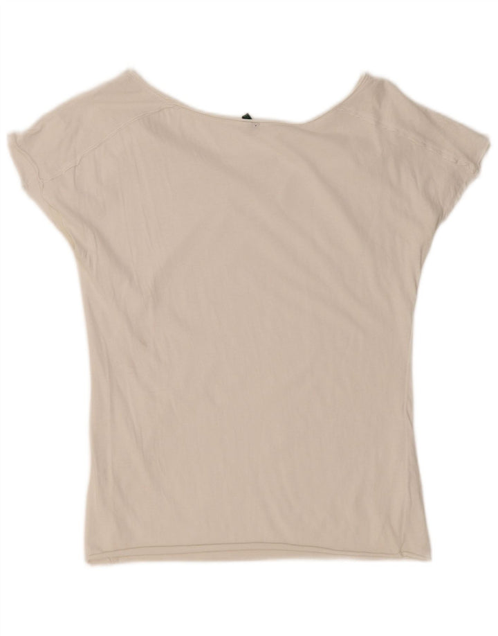 BENETTON T-Shirt Femme UK 12 Medium Blanc