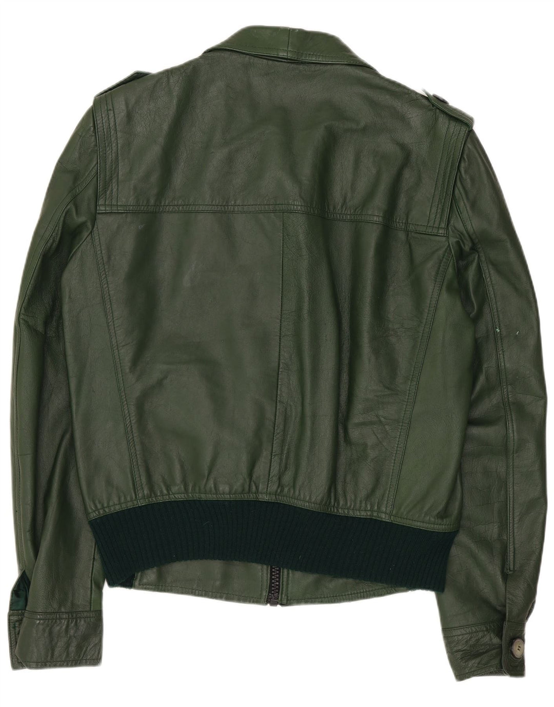 Veste en cuir militaire vintage pour femmes IT 54 3XL Cuir vert