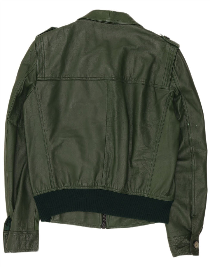Veste en cuir militaire vintage pour femmes IT 54 3XL Cuir vert