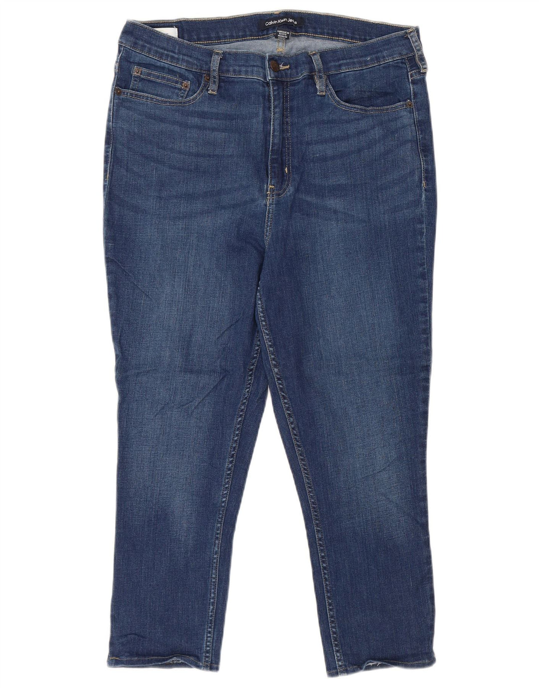 CALVIN KLEIN Femme Capri Jeans W32 L22 Bleu Coton