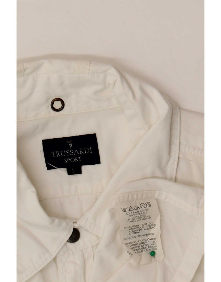 Trussardi Chemise à Manches Courtes Large Blanc Coton Homme