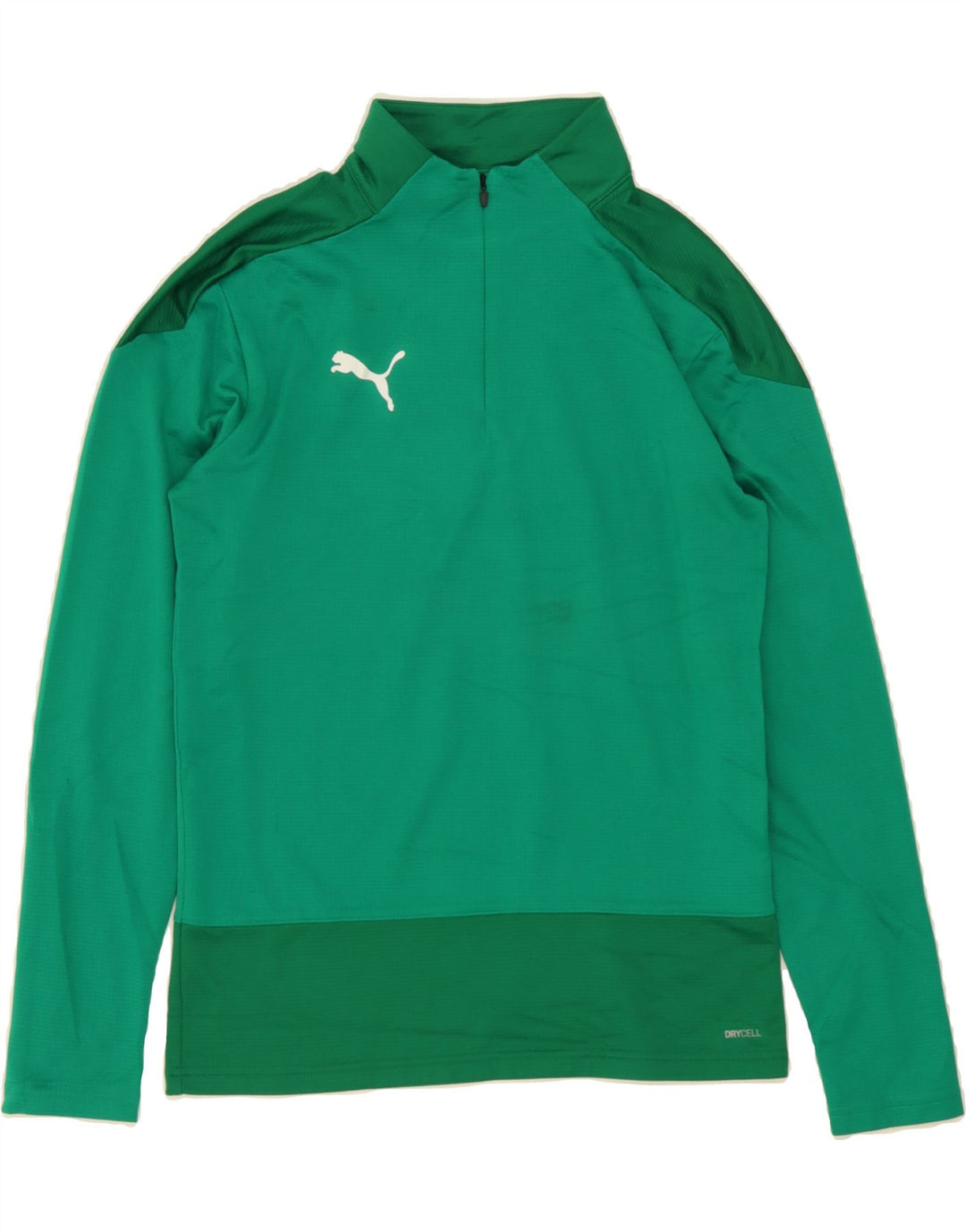 PUMA Mens Zip Neck Pullover Tracksuit Top Small Green Colourblock Vintage Puma and Second-Hand Puma from Messina Hembry 