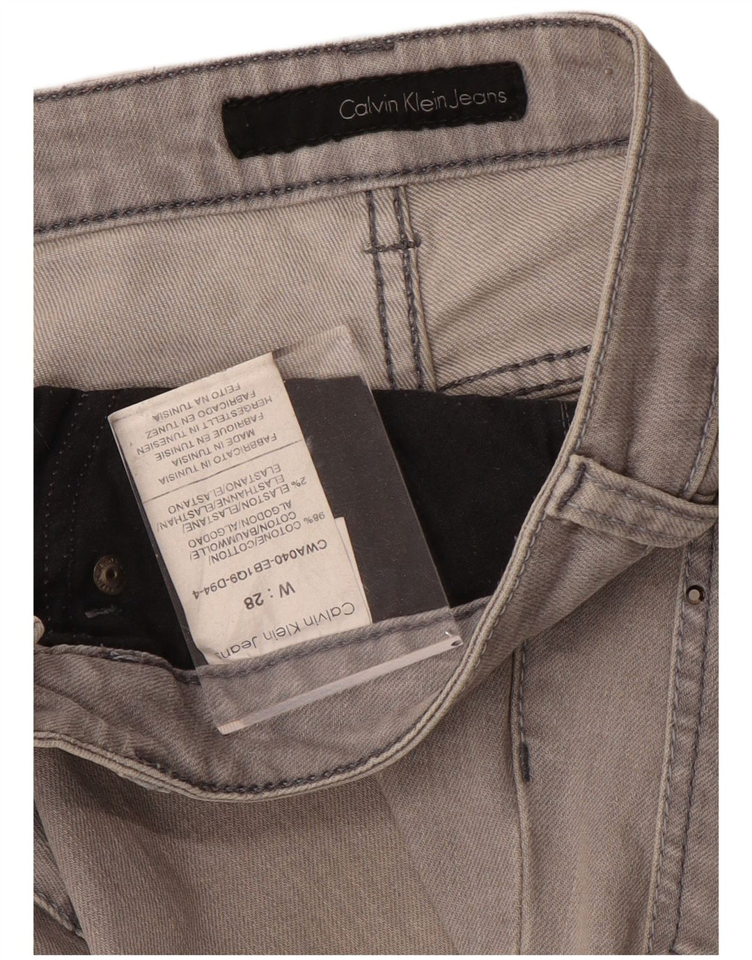 CALVIN KLEIN Jean droit Femme W28 L33 Gris Coton
