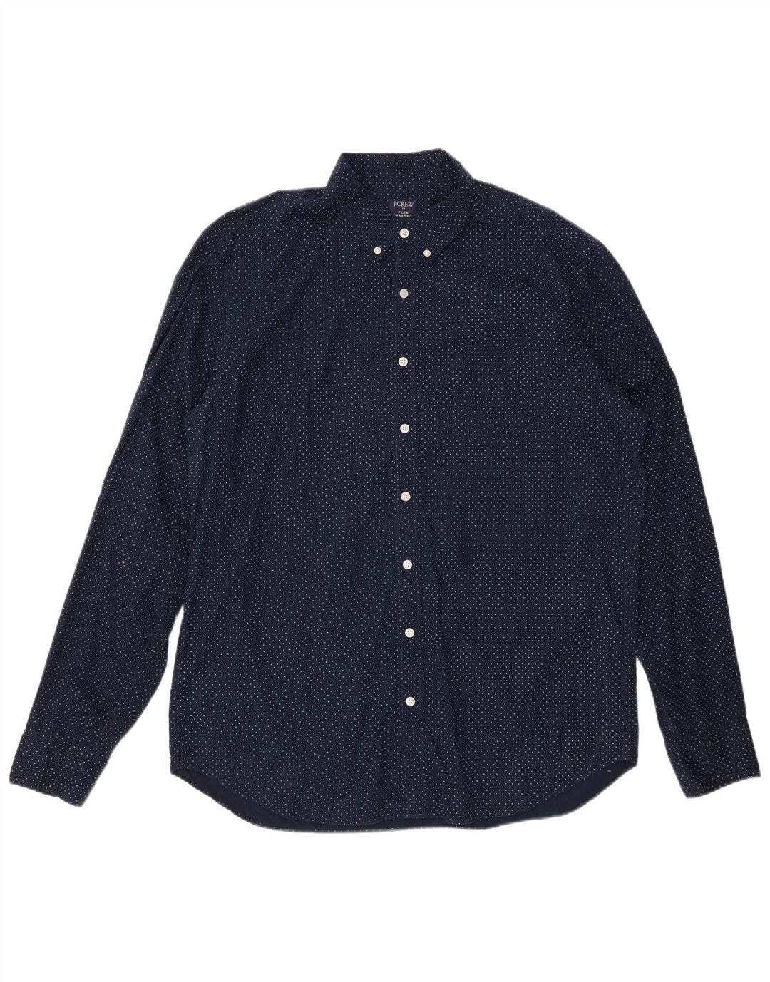 J. CREW Chemise Haute Homme XL Bleu Marine Coton Tacheté