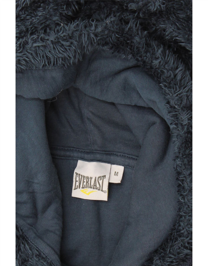 EVERLAST Mens Graphic Hooded Fleece Jumper Medium Navy Blue Polyester Vintage Everlast and Second-Hand Everlast from Messina Hembry 