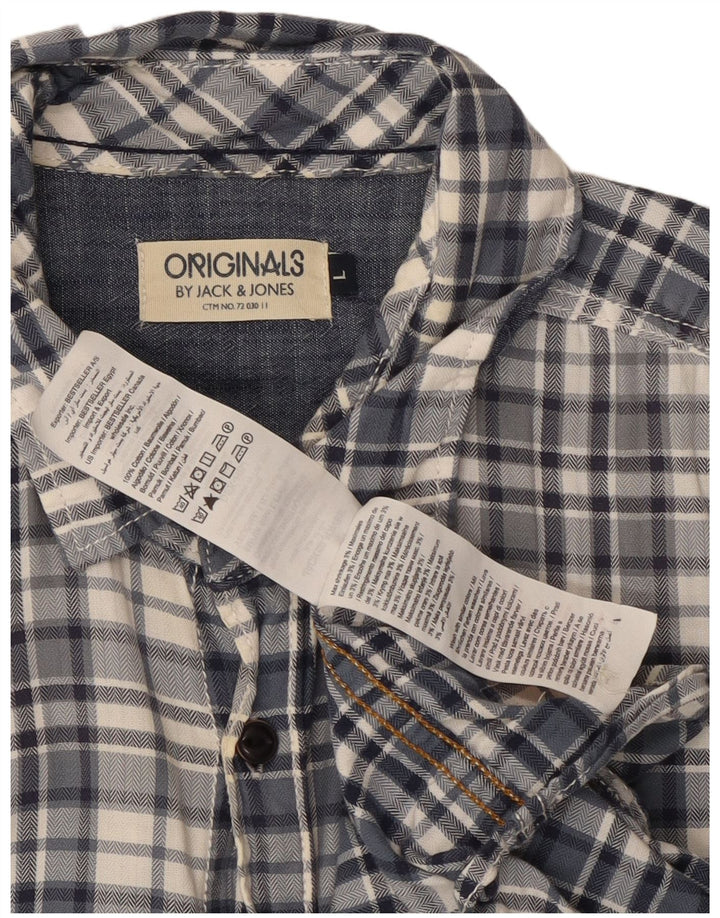 Jack & Jones Chemise Homme Grand Carreau Bleu Coton
