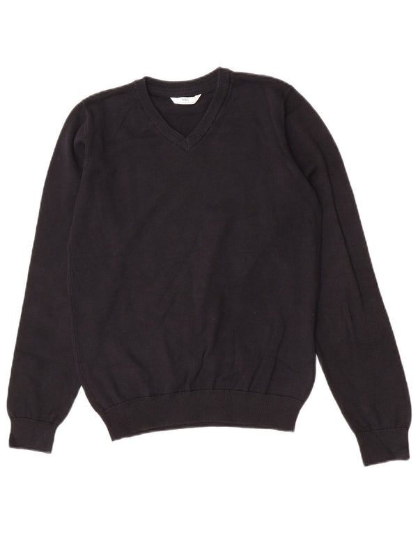 Marks & Spencer Boys V-Neck Jumper Sweater 11-12 Years Black Cotton