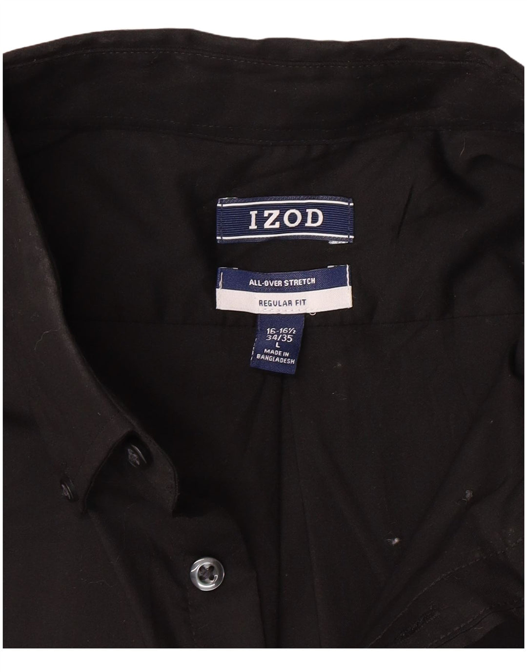 Izod Chemise stretch coupe régulière pour homme Taille 16 16 1/2 Grand coton noir