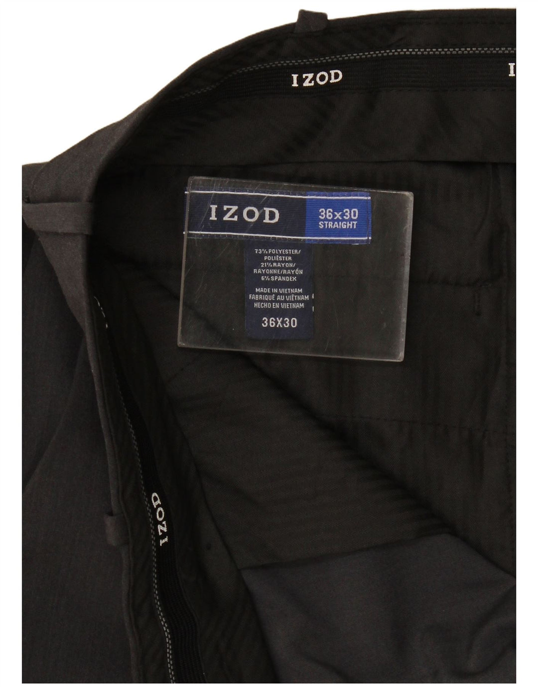 Izod Pantalon de Costume Court Droit Homme W36 L25 Gris Polyester