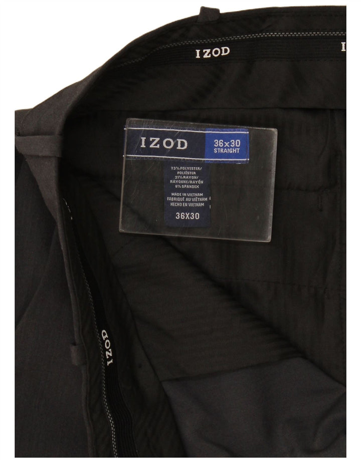 Izod Pantalon de Costume Court Droit Homme W36 L25 Gris Polyester