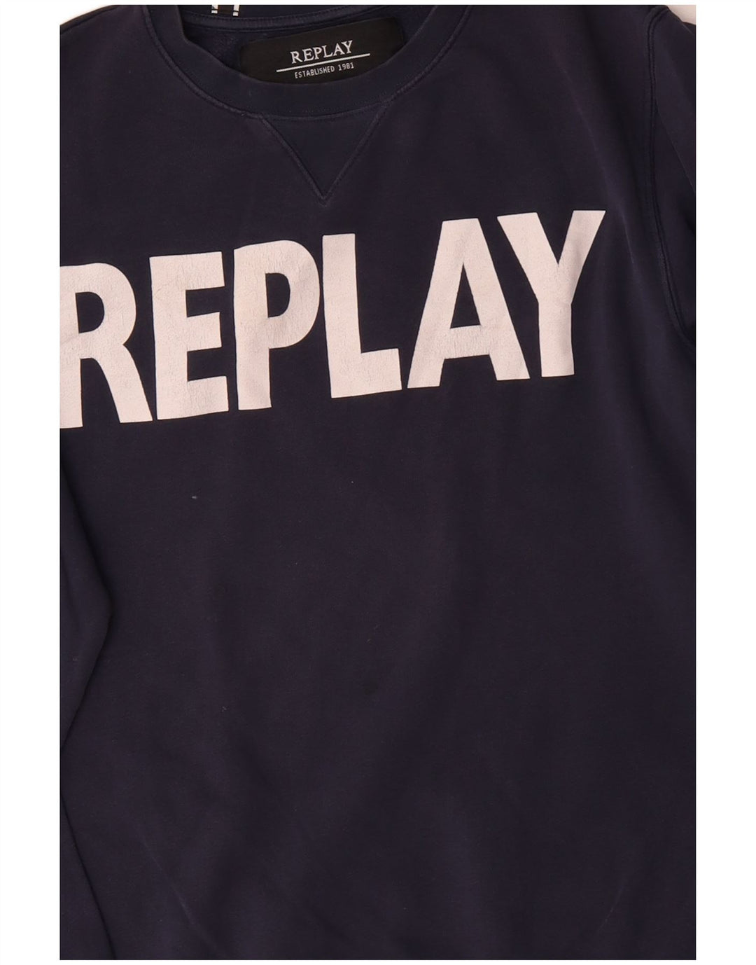 Replay Sweat-Shirt Graphique Homme Bleu Marine Moyen Coton