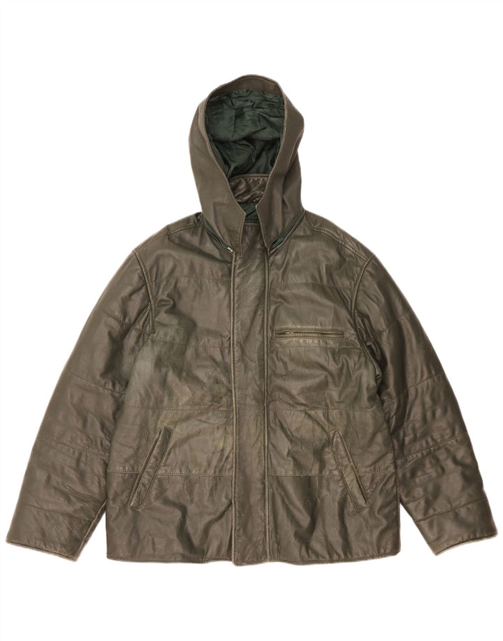 Morris Veste en cuir à capuche pour homme IT 52 XL Cuir vert