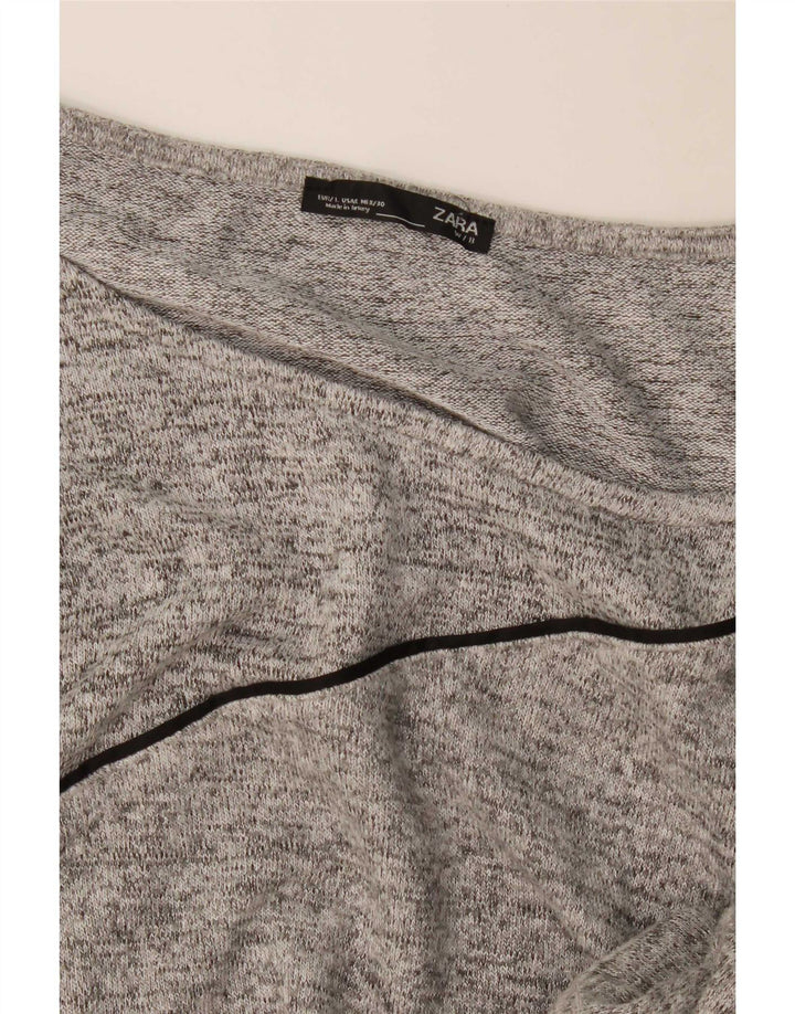 Zara Femme Haut Oversize Manches 3/4 UK 16 Grand Gris Moucheté