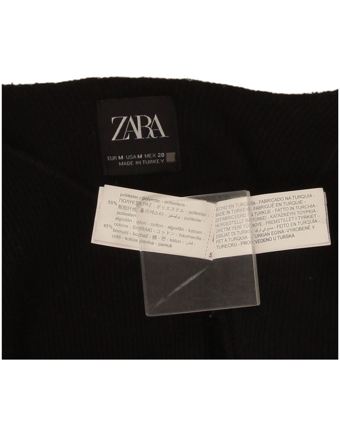 Zara Pull boléro à manches 3/4 pour femme UK 14 Medium Noir Polyester