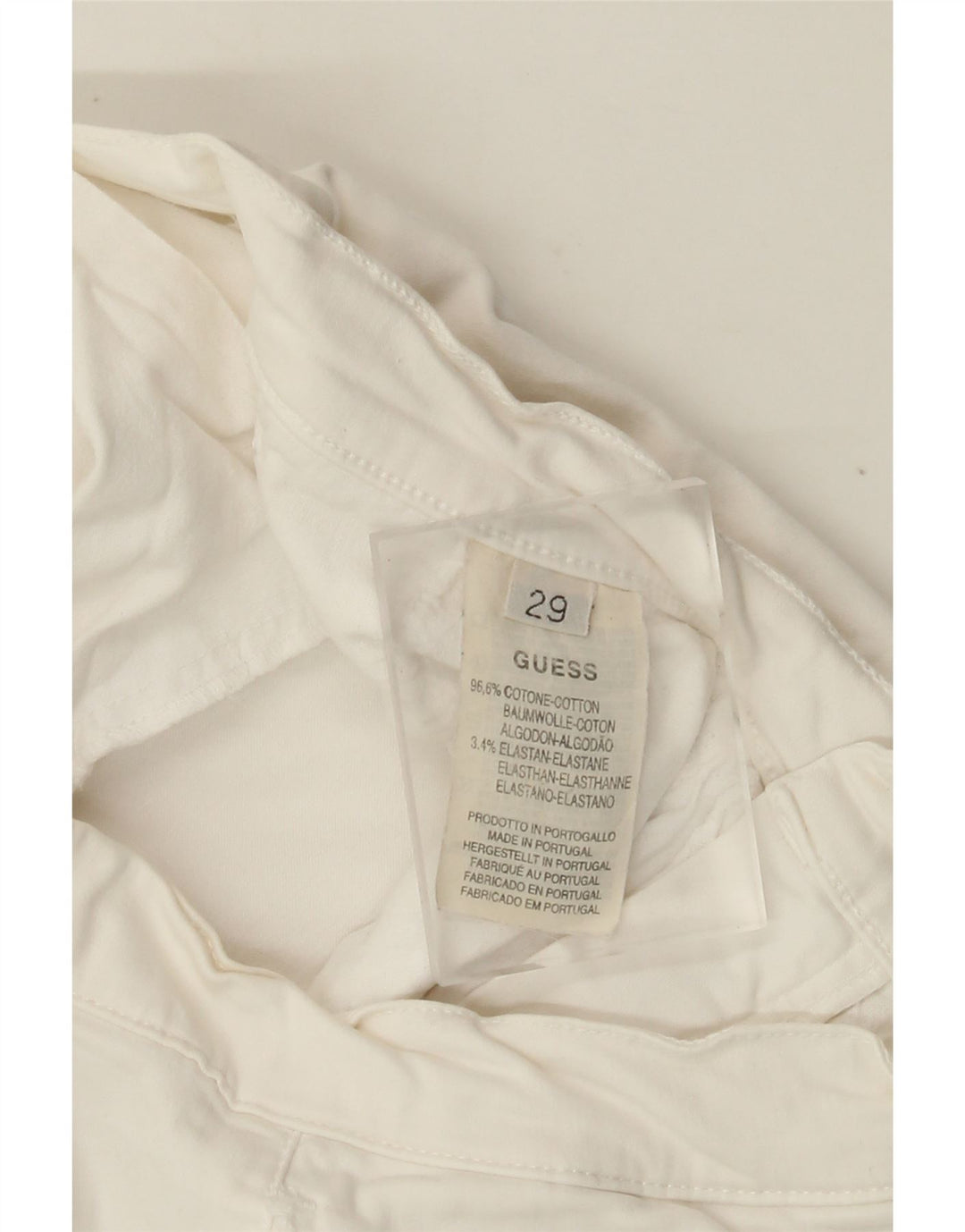 GUESS Pantalon court droit femme W29 L23 coton blanc cassé