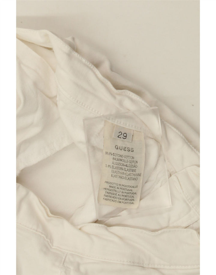 GUESS Pantalon court droit femme W29 L23 coton blanc cassé