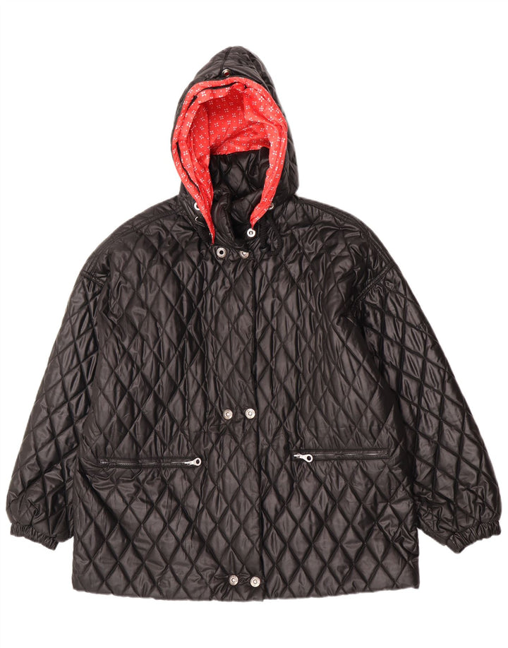 Belfe & Belfe Veste matelassée surdimensionnée à capuche pour femme IT 44 Noir moyen