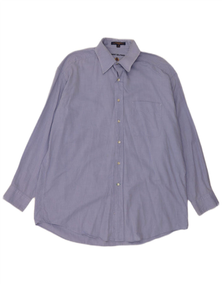 Tommy Hilfiger Chemise Homme Taille 16 Grand Coton à Chevrons Bleu