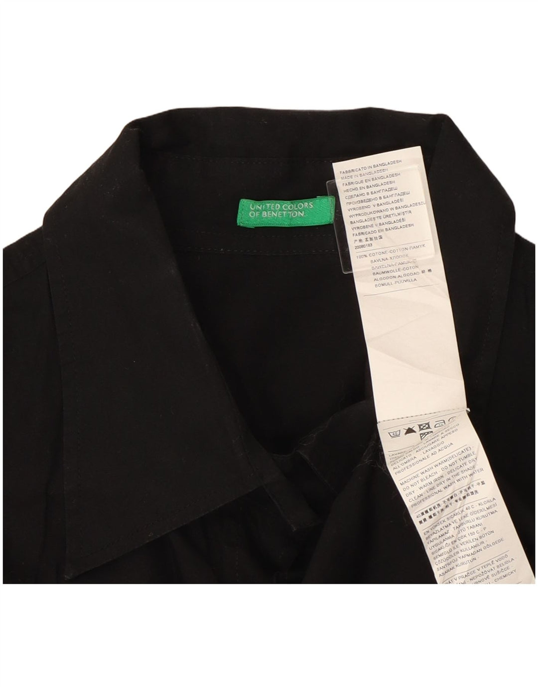 Benetton Chemise Femme UK 12 Coton Noir Moyen