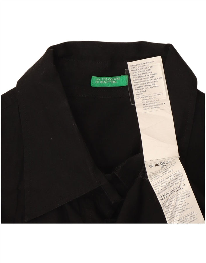 Benetton Chemise Femme UK 12 Coton Noir Moyen