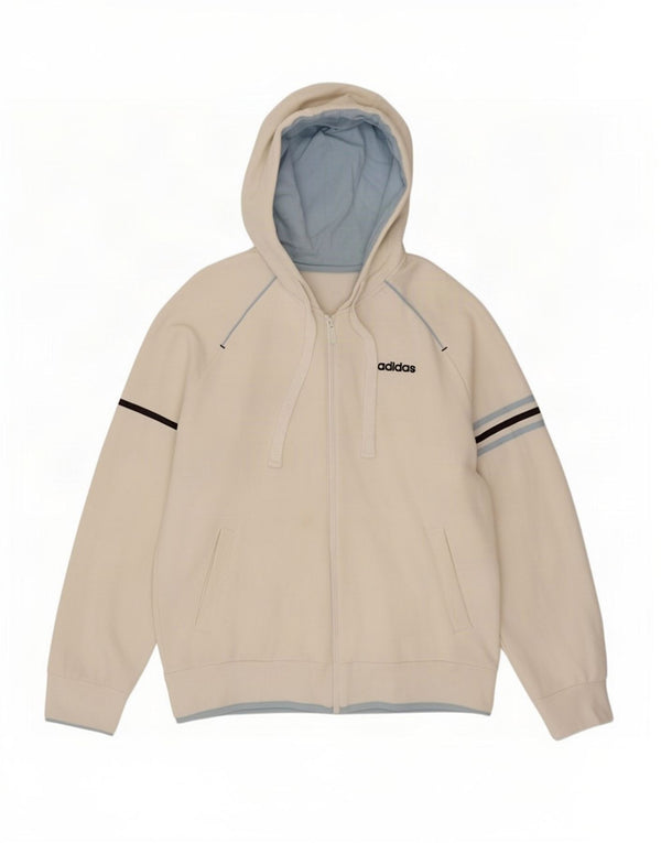 Adidas Pull à capuche zippé graphique pour homme en coton blanc moyen