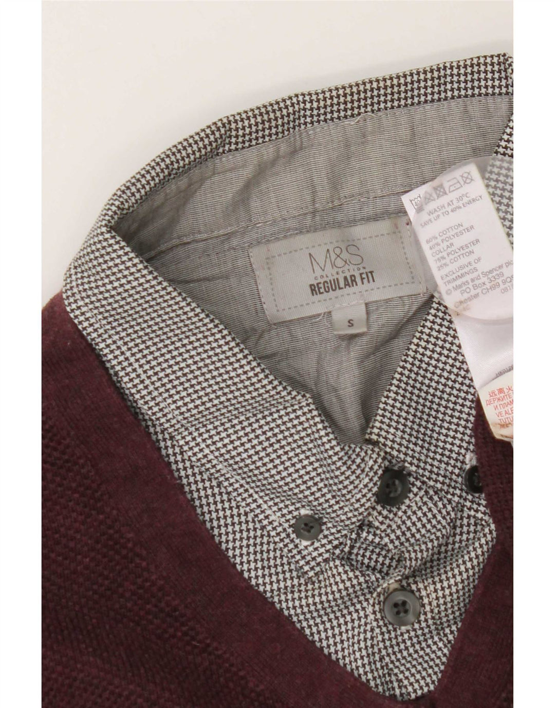 Marks & Spencer Pull à col polo coupe classique pour homme, petit, bordeaux